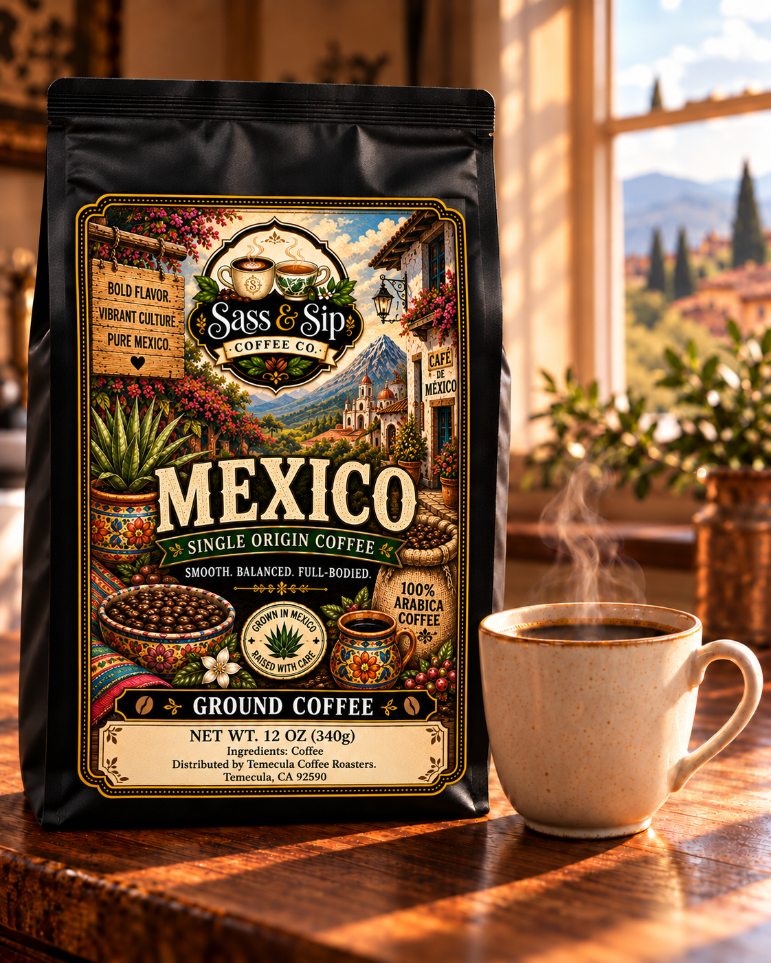 Mexico single-origin coffee, one of 6 coffees in the Greatest Sips Sampler (full-size bag shown; sampler includes 2 oz packs)