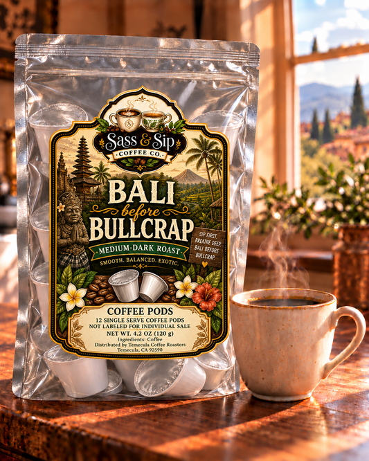 Bali Before Bullcrap Single-Origin Coffee Pods — Medium-Dark Roast, 12 Pack