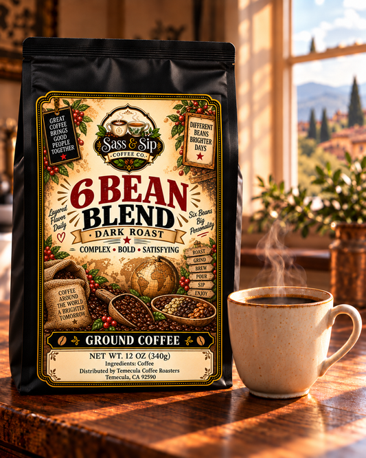 6 Bean Blend (Not the Soup) Coffee — Dark Roast