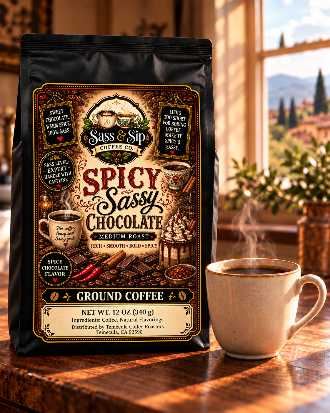 Spicy Sassy Chocolate Flavored Coffee — Medium Roast