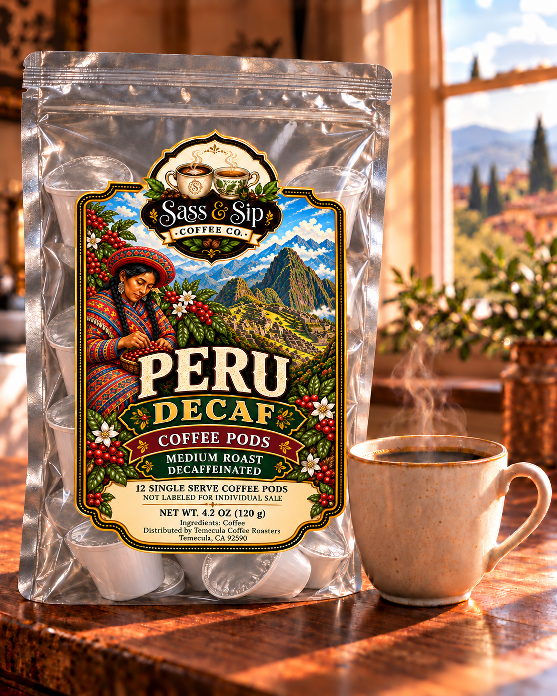 Peru Decaf Single-Origin Coffee — Medium Roast, Swiss Water Process