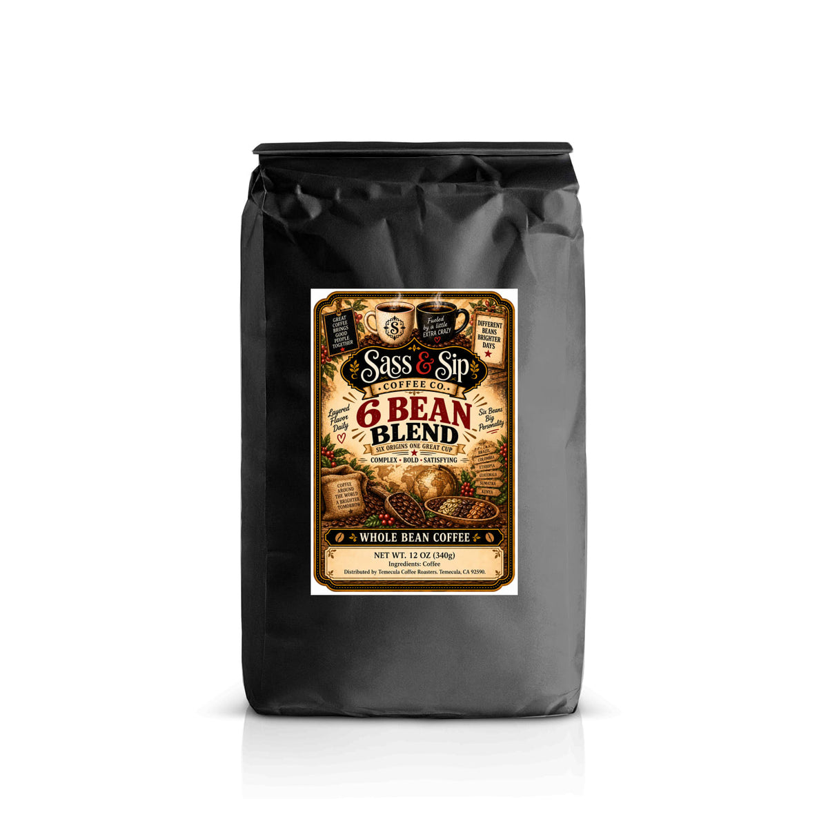 6 Bean Blend (Not the Soup) Coffee — Dark Roast