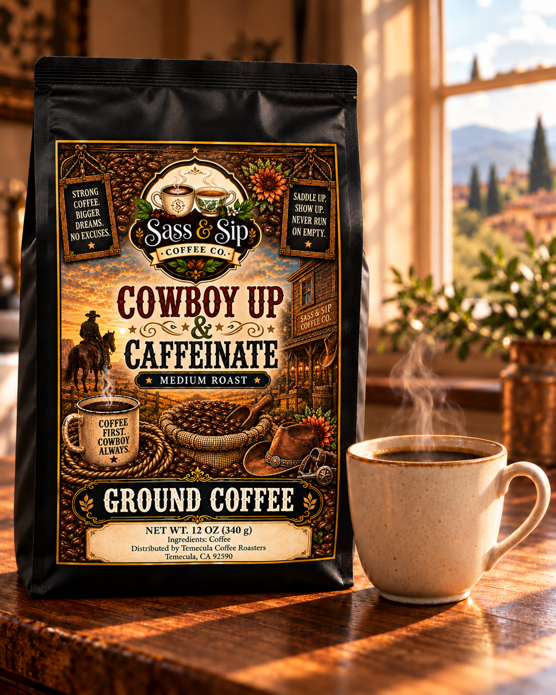 Cowboy Up & Caffeinate Coffee - Dark & Medium Roast Blend