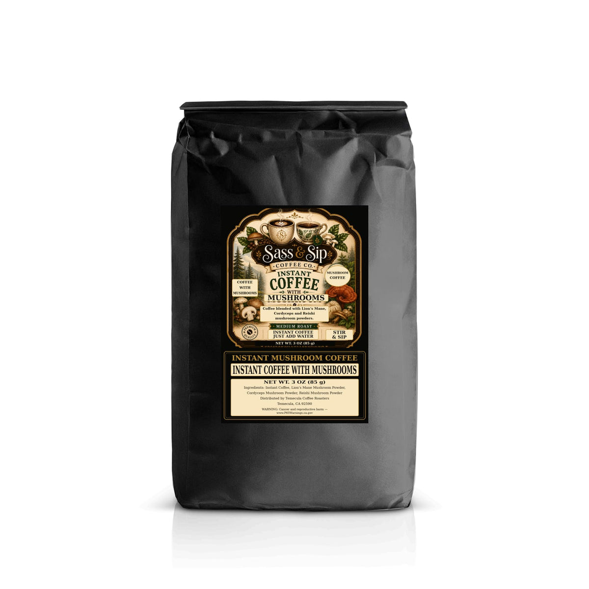Instant Coffee with Mushroom Blend — Lion’s Mane, Cordyceps & Reishi
