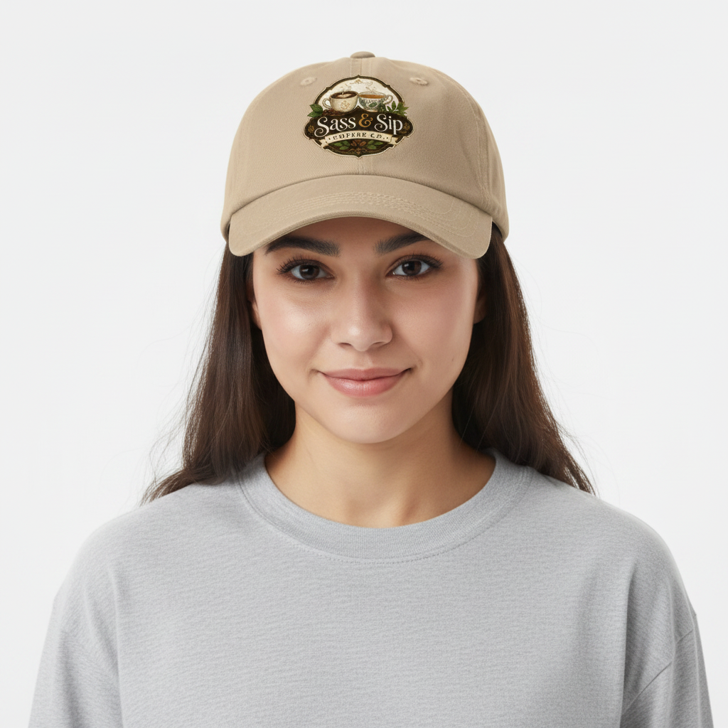 Stone Dad or Mom Hat with Sass & Sip Coffee Co. logo