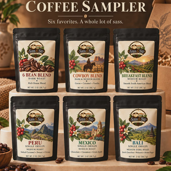 The Greatest Sips Coffee Sampler video: the 6 coffees inside, 2 oz packs